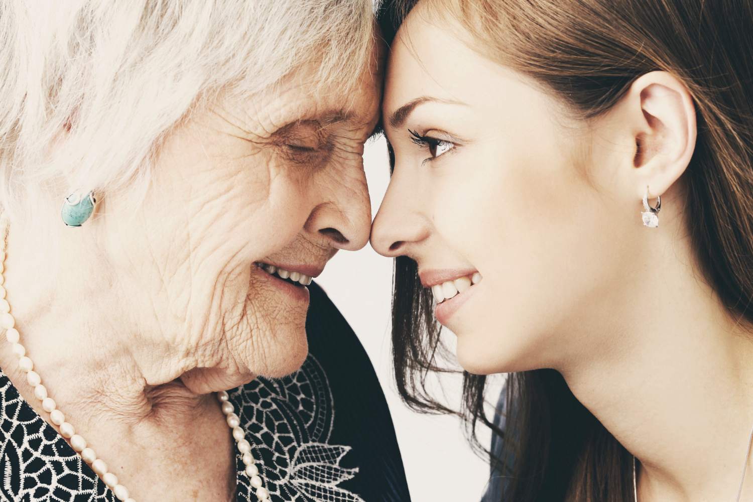 beautiful teenager girl her grandmother family portrait